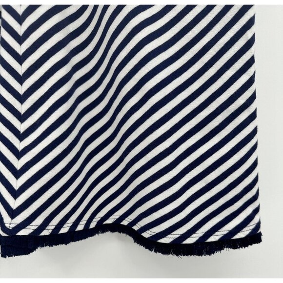 Hatley Corinne Top Navy Stripes Women Small Organic Cotton Tank Top Fringe Hem - Picture 3 of 8